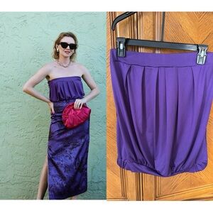 Zanzea Purple Décolleté Tube Top Gathered Sides Draped Bust, Size S, New
